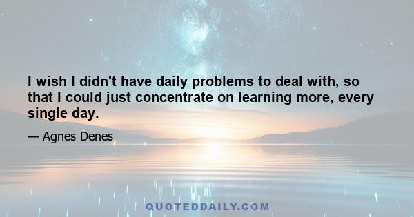 I wish I didn't have daily problems to deal with, so that I could just concentrate on learning more, every single day.