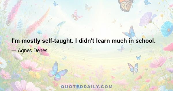 I'm mostly self-taught. I didn't learn much in school.