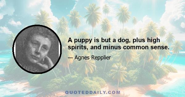 A puppy is but a dog, plus high spirits, and minus common sense.