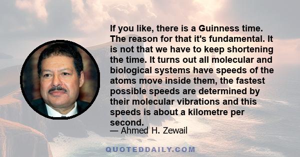 If you like, there is a Guinness time. The reason for that it's fundamental. It is not that we have to keep shortening the time. It turns out all molecular and biological systems have speeds of the atoms move inside