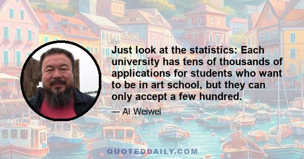 Just look at the statistics: Each university has tens of thousands of applications for students who want to be in art school, but they can only accept a few hundred.