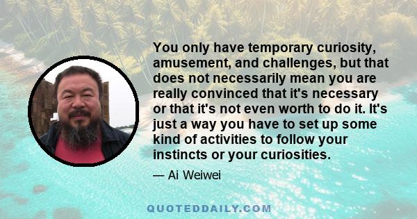 You only have temporary curiosity, amusement, and challenges, but that does not necessarily mean you are really convinced that it's necessary or that it's not even worth to do it. It's just a way you have to set up some 