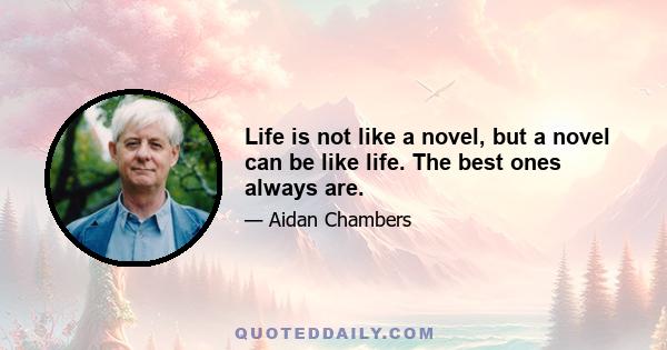 Life is not like a novel, but a novel can be like life. The best ones always are.