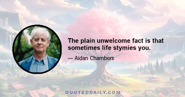 The plain unwelcome fact is that sometimes life stymies you.