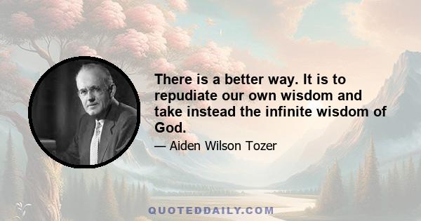 There is a better way. It is to repudiate our own wisdom and take instead the infinite wisdom of God.