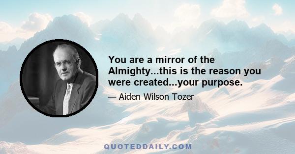 You are a mirror of the Almighty...this is the reason you were created...your purpose.