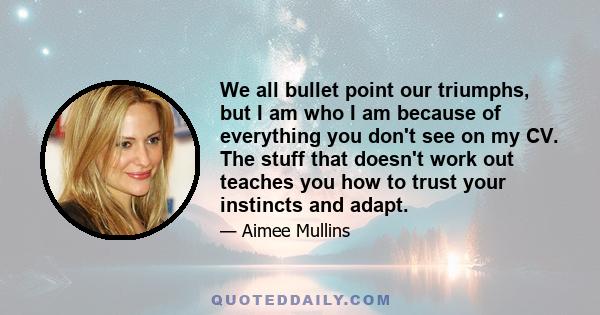 We all bullet point our triumphs, but I am who I am because of everything you don't see on my CV. The stuff that doesn't work out teaches you how to trust your instincts and adapt.