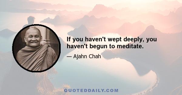 If you haven't wept deeply, you haven't begun to meditate.