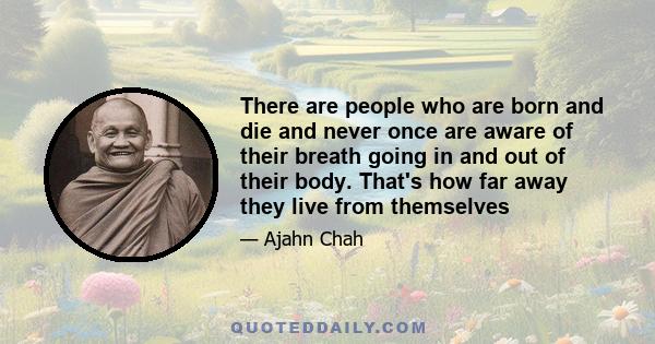 There are people who are born and die and never once are aware of their breath going in and out of their body. That's how far away they live from themselves