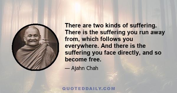 There are two kinds of suffering. There is the suffering you run away from, which follows you everywhere. And there is the suffering you face directly, and so become free.