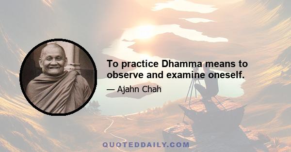 To practice Dhamma means to observe and examine oneself.