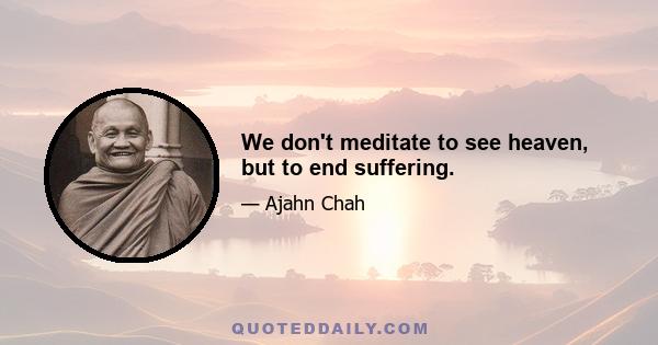 We don't meditate to see heaven, but to end suffering.