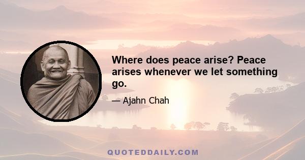 Where does peace arise? Peace arises whenever we let something go.