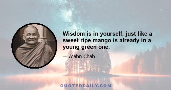 Wisdom is in yourself, just like a sweet ripe mango is already in a young green one.