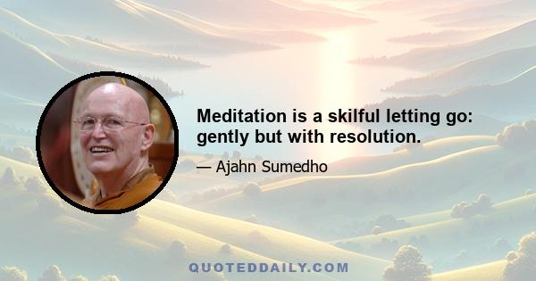 Meditation is a skilful letting go: gently but with resolution.