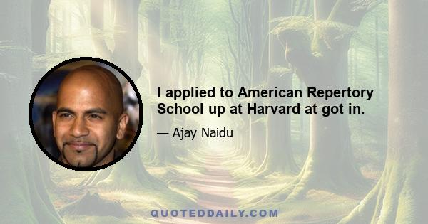 I applied to American Repertory School up at Harvard at got in.