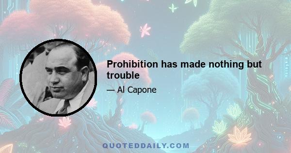 Prohibition has made nothing but trouble