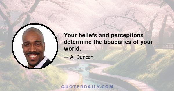 Your beliefs and perceptions determine the boudaries of your world.