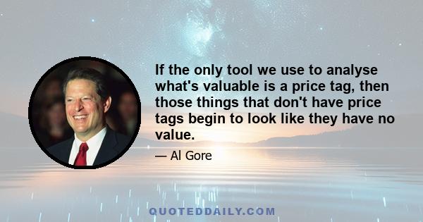 If the only tool we use to analyse what's valuable is a price tag, then those things that don't have price tags begin to look like they have no value.