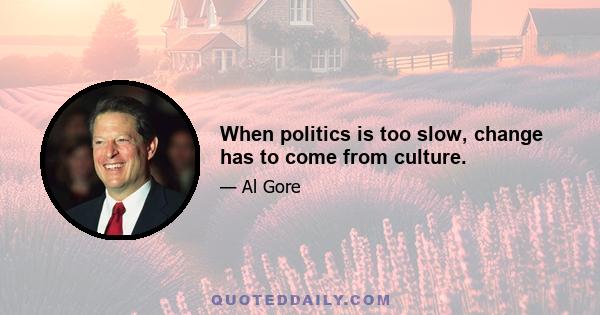 When politics is too slow, change has to come from culture.