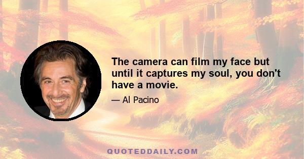 The camera can film my face but until it captures my soul, you don't have a movie.