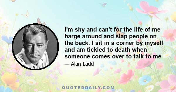 I'm shy and can't for the life of me barge around and slap people on the back. I sit in a corner by myself and am tickled to death when someone comes over to talk to me