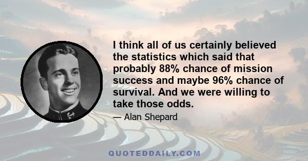 I think all of us certainly believed the statistics which said that probably 88% chance of mission success and maybe 96% chance of survival. And we were willing to take those odds.