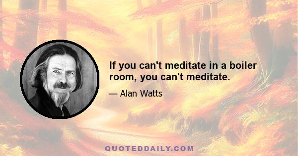 If you can't meditate in a boiler room, you can't meditate.