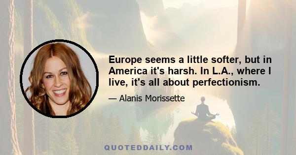 Europe seems a little softer, but in America it's harsh. In L.A., where I live, it's all about perfectionism.