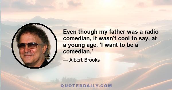 Even though my father was a radio comedian, it wasn't cool to say, at a young age, 'I want to be a comedian.'