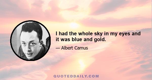 I had the whole sky in my eyes and it was blue and gold.