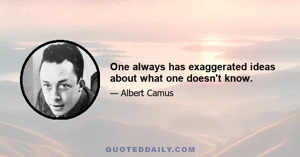 One always has exaggerated ideas about what one doesn't know.