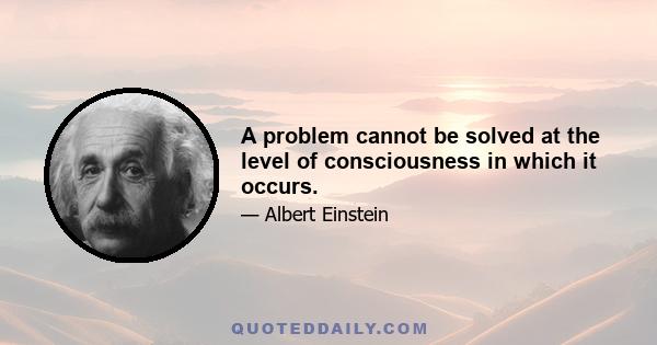 A problem cannot be solved at the level of consciousness in which it occurs.