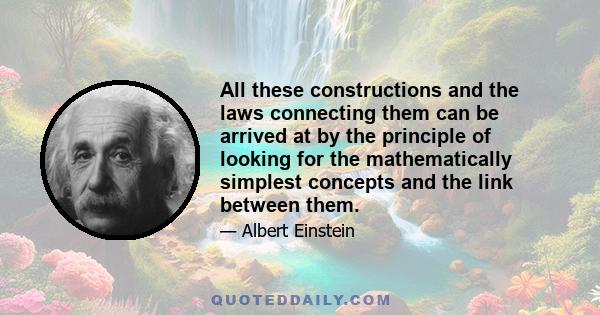 All these constructions and the laws connecting them can be arrived at by the principle of looking for the mathematically simplest concepts and the link between them.