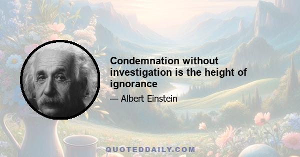 Condemnation without investigation is the height of ignorance