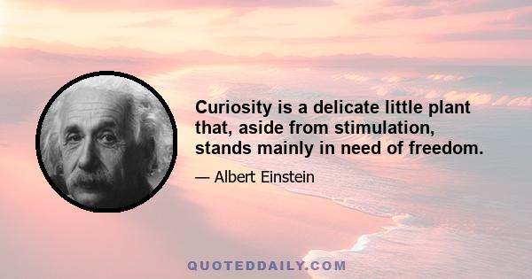 Curiosity is a delicate little plant that, aside from stimulation, stands mainly in need of freedom.