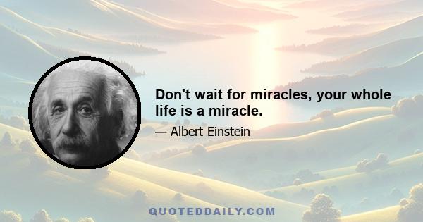 Don't wait for miracles, your whole life is a miracle.