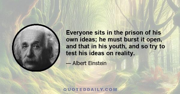 Everyone sits in the prison of his own ideas; he must burst it open, and that in his youth, and so try to test his ideas on reality.