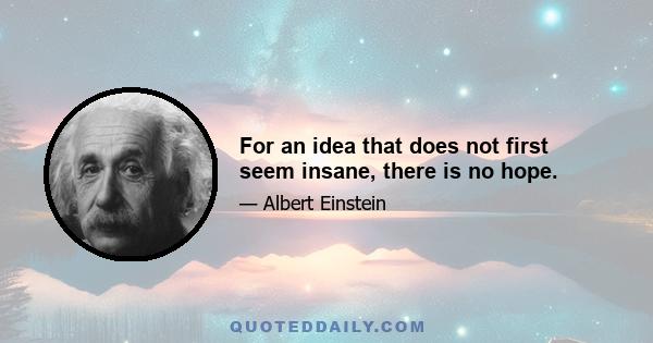 For an idea that does not first seem insane, there is no hope.