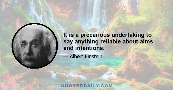 It is a precarious undertaking to say anything reliable about aims and intentions.