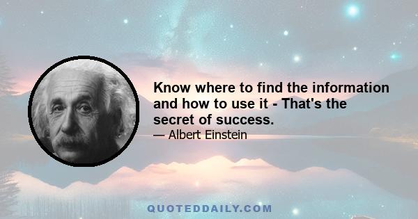 Know where to find the information and how to use it - That's the secret of success.