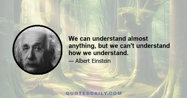 We can understand almost anything, but we can't understand how we understand.