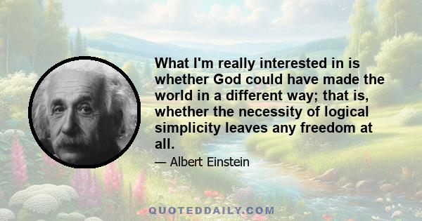 What I'm really interested in is whether God could have made the world in a different way; that is, whether the necessity of logical simplicity leaves any freedom at all.