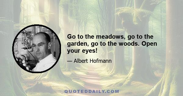 Go to the meadows, go to the garden, go to the woods. Open your eyes!