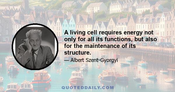 A living cell requires energy not only for all its functions, but also for the maintenance of its structure.