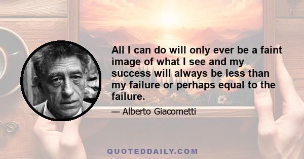 All I can do will only ever be a faint image of what I see and my success will always be less than my failure or perhaps equal to the failure.