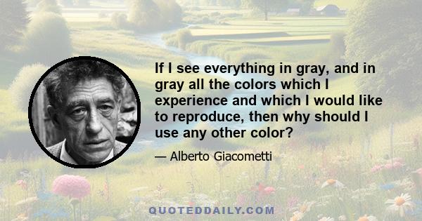 If I see everything in gray, and in gray all the colors which I experience and which I would like to reproduce, then why should I use any other color?