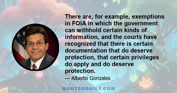 There are, for example, exemptions in FOIA in which the government can withhold certain kinds of information, and the courts have recognized that there is certain documentation that do deserve protection, that certain