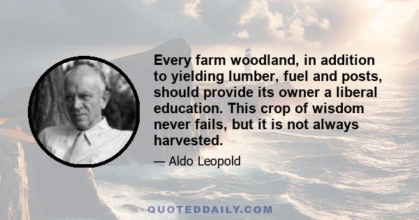 Every farm woodland, in addition to yielding lumber, fuel and posts, should provide its owner a liberal education. This crop of wisdom never fails, but it is not always harvested.