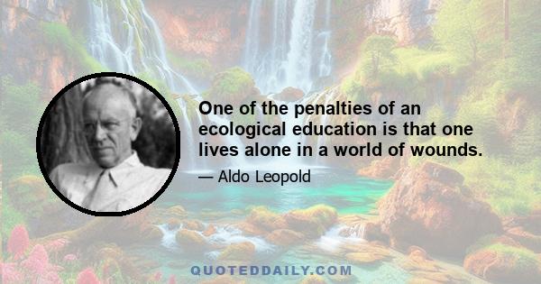 One of the penalties of an ecological education is that one lives alone in a world of wounds.